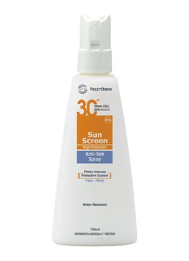 Frezyderm Sunscreen Anti Seb SPF30 Αντιηλιακό Spray Προσώπου - Σώματος για Ακμή 150ml