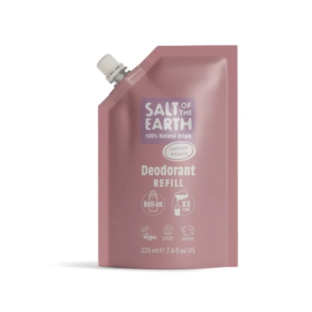 Salt of the Earth Vegan Natural Deodorant Roll-On Refill Pouch Lave...