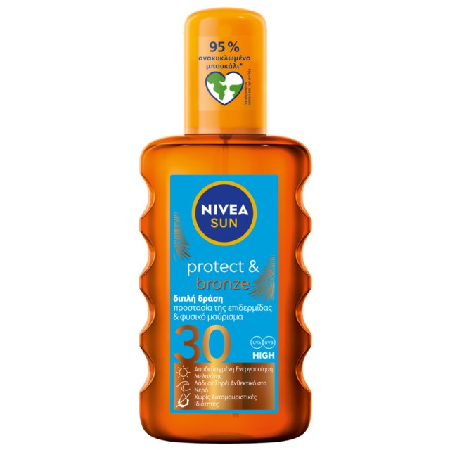 Nivea Sun Protect Bronze Αντηλιακό Spray Μαυρίσματος SPF30, 200ml