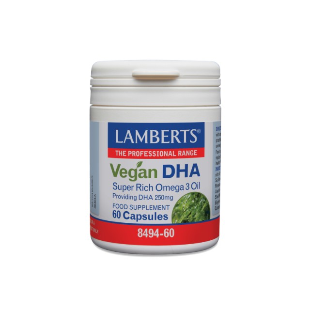 Lamberts Vegan DHA Super Rich Omega 3 Oil Συμπλήρωμα Διατροφής Για Τη Φυσιολογική Λειτουργία του Εγκεφάλου 60 Κάψουλες