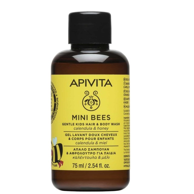 Apivita Υποαλλεργικό Παιδικό Αφρόλουτρο & Σαμπουάν Mini Bees με Καλέντουλα/Μέλι σε Μορφή Gel 75ml
