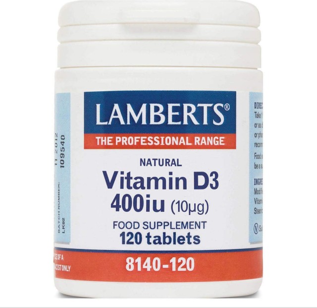 Lamberts Vitamin D 400iu/10μg Βιταμίνη D για την Υγεία Οστών, Δοντιών και για τη Διατήρηση Υγιούς Ανοσοποιητικού Συστήματος, 120 Κάψουλες