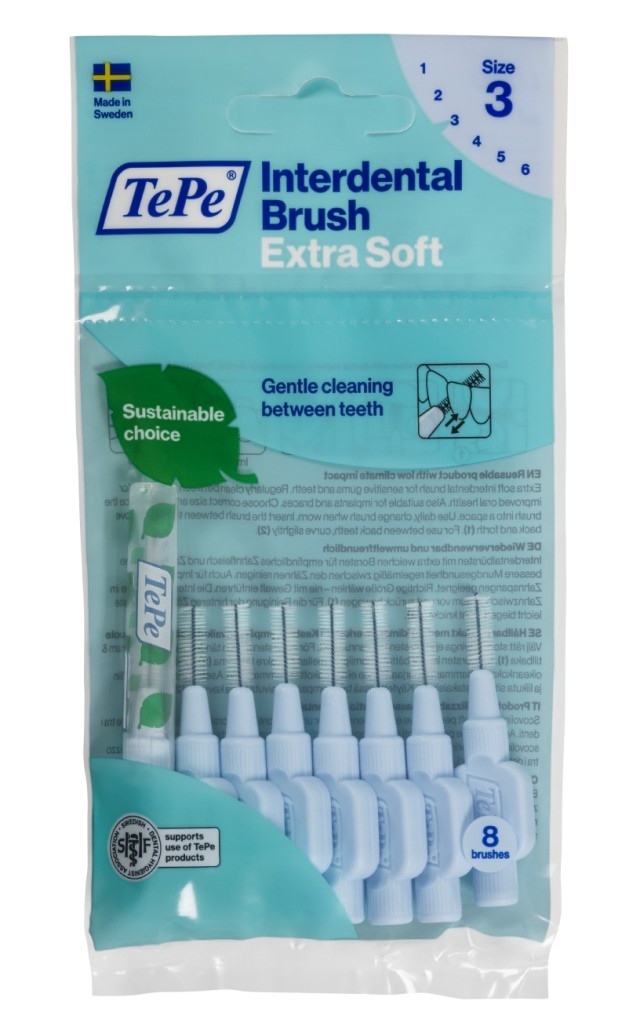 TePe Extra Soft Μεσοδόντια Βουρτσάκια 0.6mm σε χρώμα Γαλάζιο, 8τμχ