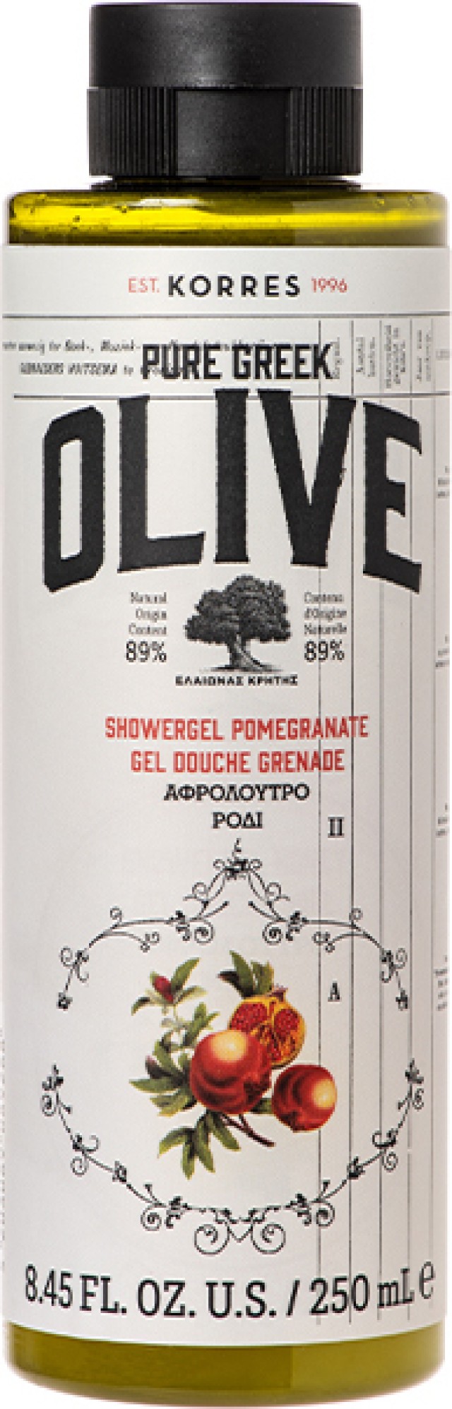 Korres Pure Greek Olive Αφρόλουτρο Ρόδι, 250ml