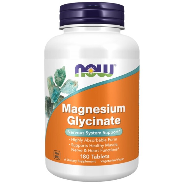 Now Foods Magnesium Glycinate Συμπλήρωμα Διατροφής με Γλυκινικό Μαγνήσιο, 180tabs