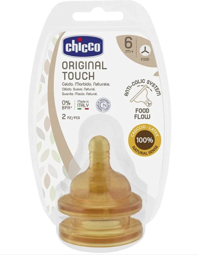 Chicco Original Touch Latex Anti-Colic System Food Flow 6m+, 2 Τεμάχια