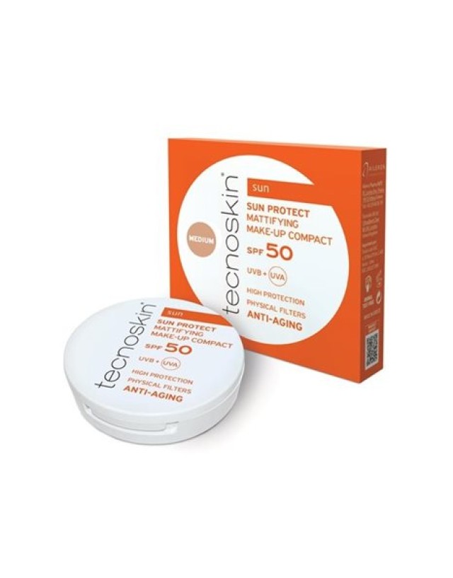 Tecnoskin Sun Protect Mattifying Make-Up Compact  Medium SPF50 Αντηλιακή Πούδρα Προσώπου, 10g