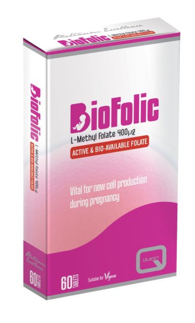 Quest Biofolic Φολικό Οξύ 400mg Για την Εγκυμοσύνη, 60 Ταμπλέτες