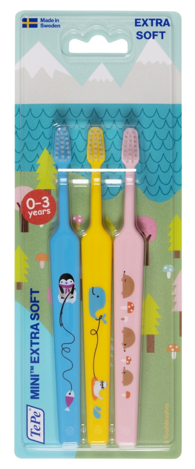 TePe Παιδική Οδοντόβουρτσα Mini Extra Soft για 0m+ 3τμχ