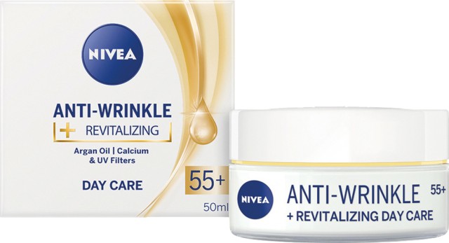 Nivea Anti Wrinkle + Revitalizing 55+ Day Care Αντιρυτιδική Κρέμα Προσώπου Ημέρας, 50ml