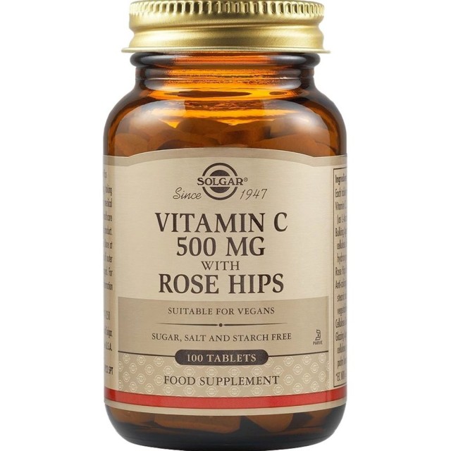 Solgar Βιταμίνη C Rose Hips 500mg Συμπλήρωμα Διατροφής με Βιταμίνη ...