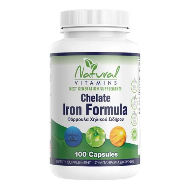 Natural Vitamins Chelate Iron Formula Συμπλήρωμα Διατροφής με Χηλικό Σίδηρο, 100caps