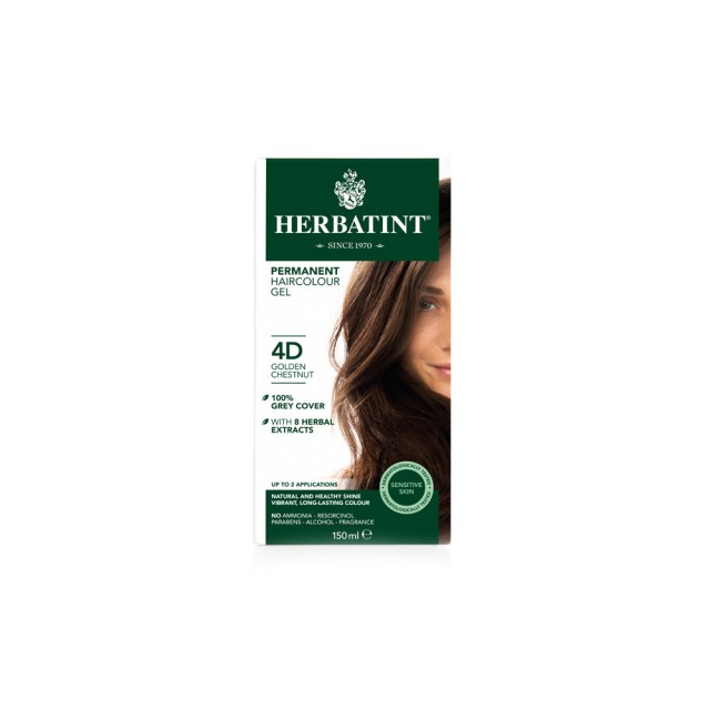 Herbatint Permanent Haircolor Gel 4D Καστανό Χρυσαφί