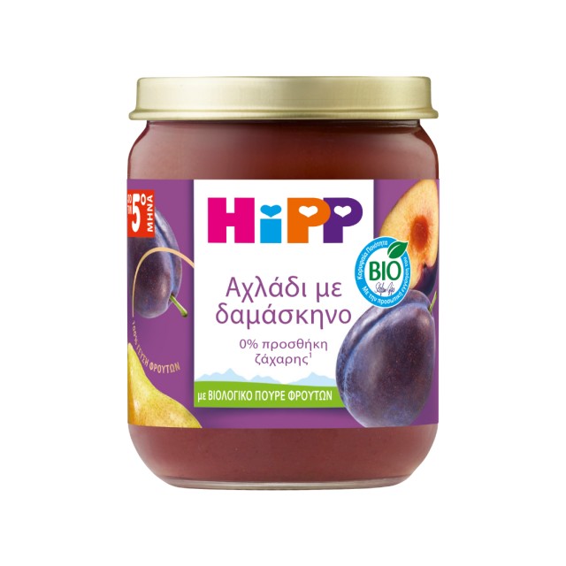 Hipp Βρεφική Φρουτόκρεμα Αχλάδι με Δαμάσκηνο Από τον 5ο Μήνα, 160 γρ
