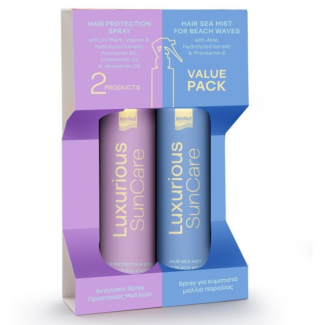 Luxurious Suncare Value Pack Hair Protection Spray Αντηλιακό Spray Μαλλιών 200ml + ​Luxurious Suncare Hair Sea Mist Σπρέι Mist Για Κυματιστά Μαλλιά 200ml, 1 Σετ