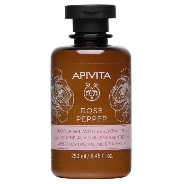 Apivita Rose Pepper Shower Gel Αφρόλουτρο Με Αιθέρια Έλαια, 250ml