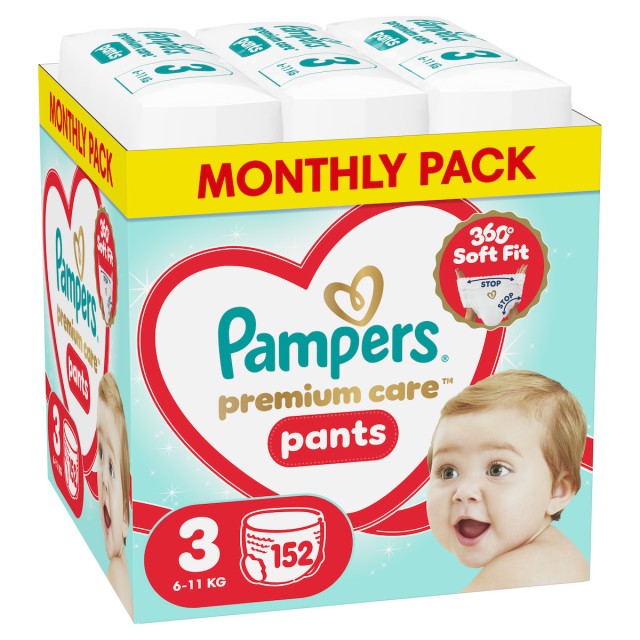 Pampers Premium Care Pants Monthly Pack No3 (6-11 kg) Πάνες-Βρακάκι...