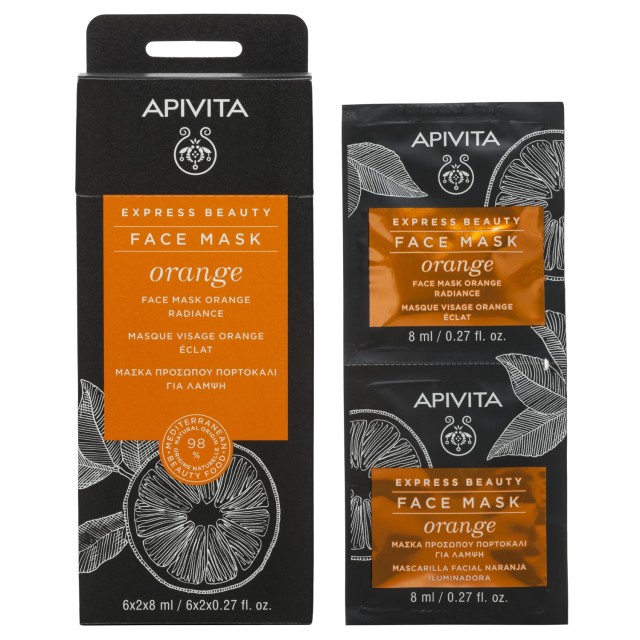 Apivita Express Beauty Μάσκα Προσώπου Για Λάμψη με Πορτοκάλι, 2x8ml