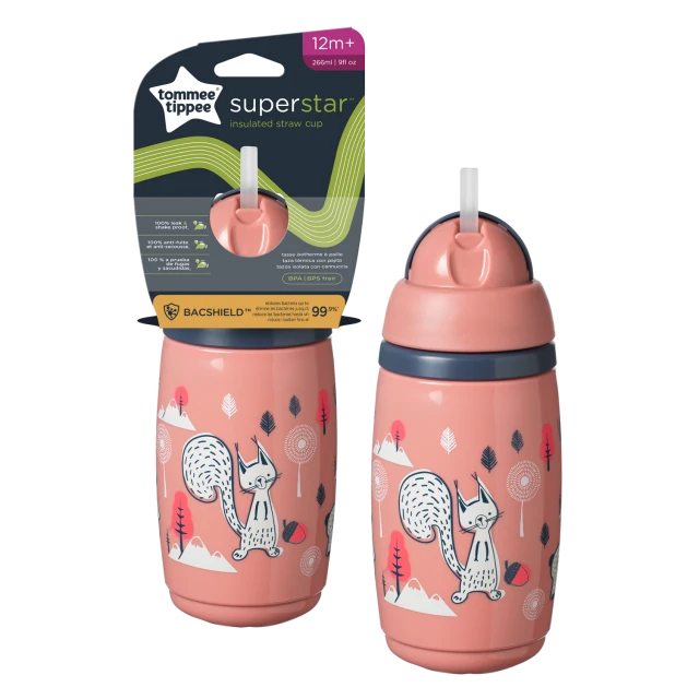 Tommee Tippee Children's Insulated Cup with Straw Superstar Plastic...