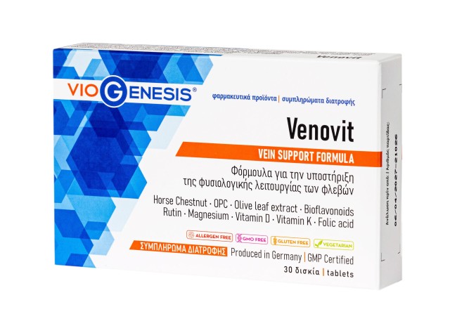 VioGenesis Venovit Συμπλήρωμα διατροφής για τη Διατήρηση της Φυσιολογικής Κυκλοφορίας του Αίματος στα Αγγεία και τις Φλέβες, 30 tabs
