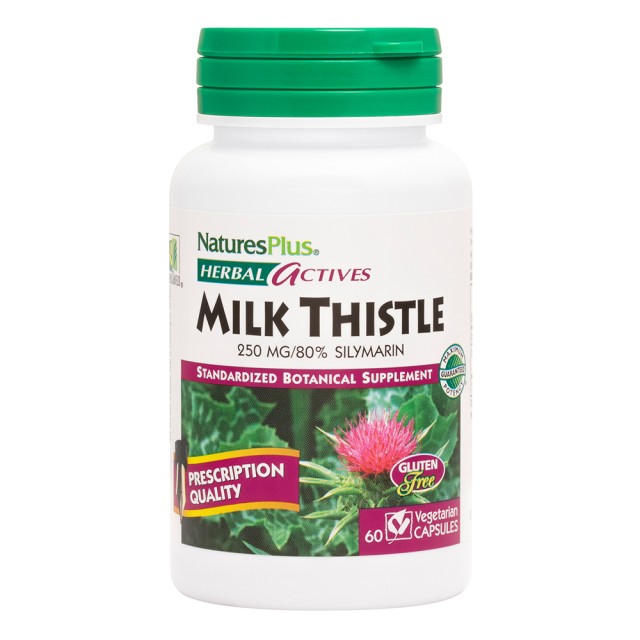Natures Plus Milk Thistle 250mg Συμπλήρωμα Διατροφής με Γαιδουράγκαθο για Προστασία του Ήπατος, 60 Φυτικές Κάψουλες