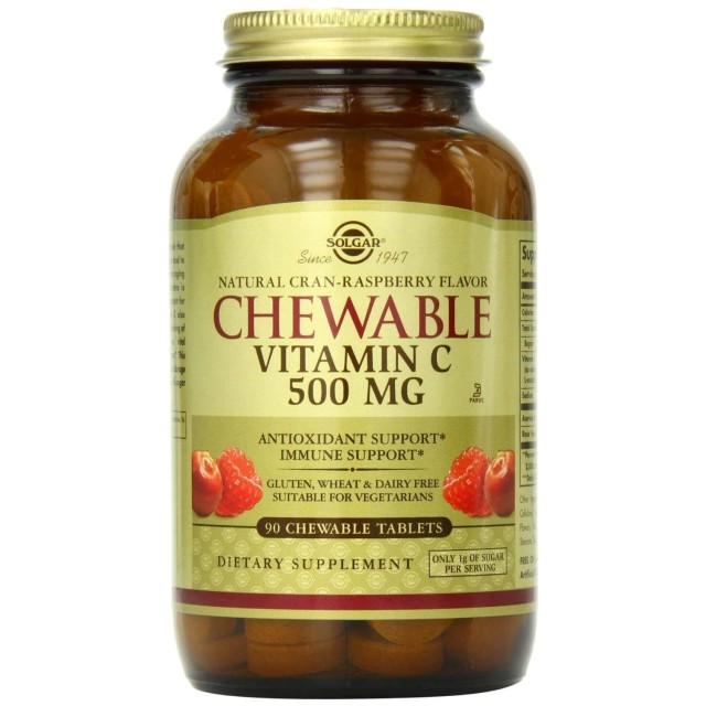 Solgar Vitamin C Rasberry Flavour 500mg Συμπλήρωμα Διατροφής Βιταμί...
