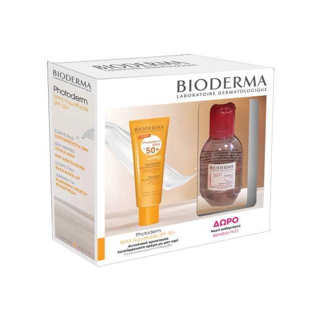 Bioderma PROMO Photoderm Max Aquafluid SPF50+ Αντηλιακή Κρέμα Προσώπου 40ml - Sensibio H2O Νερό Καθαρισμού Ντεμακιγιάζ 100ml