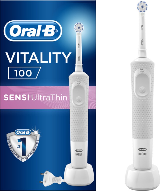 Oral-B Vitality 100 Sensi Ultra Thin White Box Ηλεκτρική Οδοντόβουρτσα, 1 Τεμάχιο