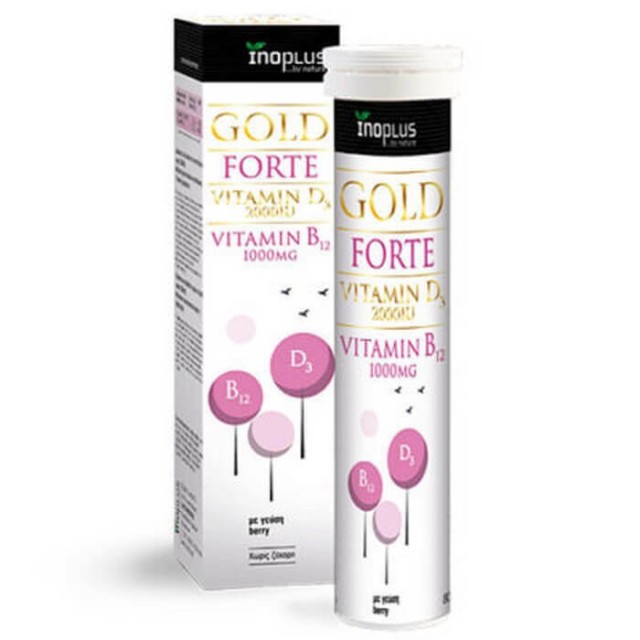 Inoplus Gold Forte Vit D3 2000iu & Vit B12 1000mg, 20 αναβράζοντα δισκια