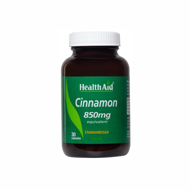 Health Aid Cinnamon 850mg Συμπλήρωμα Διατροφής με Κανέλα για τη Διατήρηση των Φυσιολογικών Επιπέδων Γλυκόζης, 30 Κάψουλες