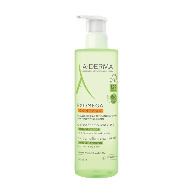 A-Derma Exomega Control Μαλακτικό Τζελ Καθαρισμού 2 σε 1 κατά του Αισθήματος Κνησμού, 500ml