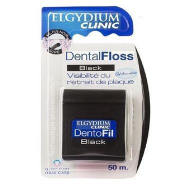 Elgydium Dental Floss Black Κηρωμενο Με Χλωρεξιδίνη 50m