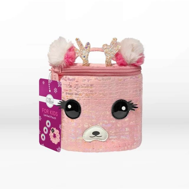 Invisibobble For Kids Gift Set Limited Pouch for Kids Pink Reindeer