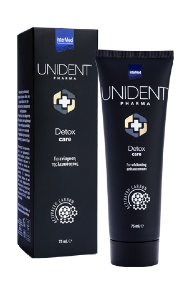 Unident Pharma Detox Care Λευκαντική Οδοντόκρεμα με Ενεργό Άνθρακα, 75ml