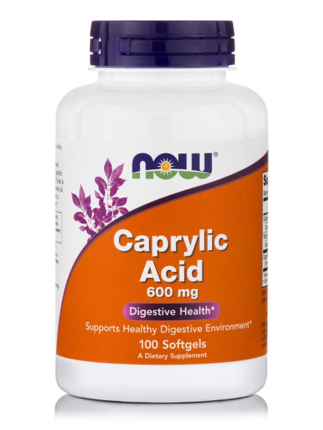 Now Foods Caprylic Acid 600mg Συμπλήρωμα Διατροφής για το Πεπτικό Σύστημα, 100 μαλακές κάψουλες