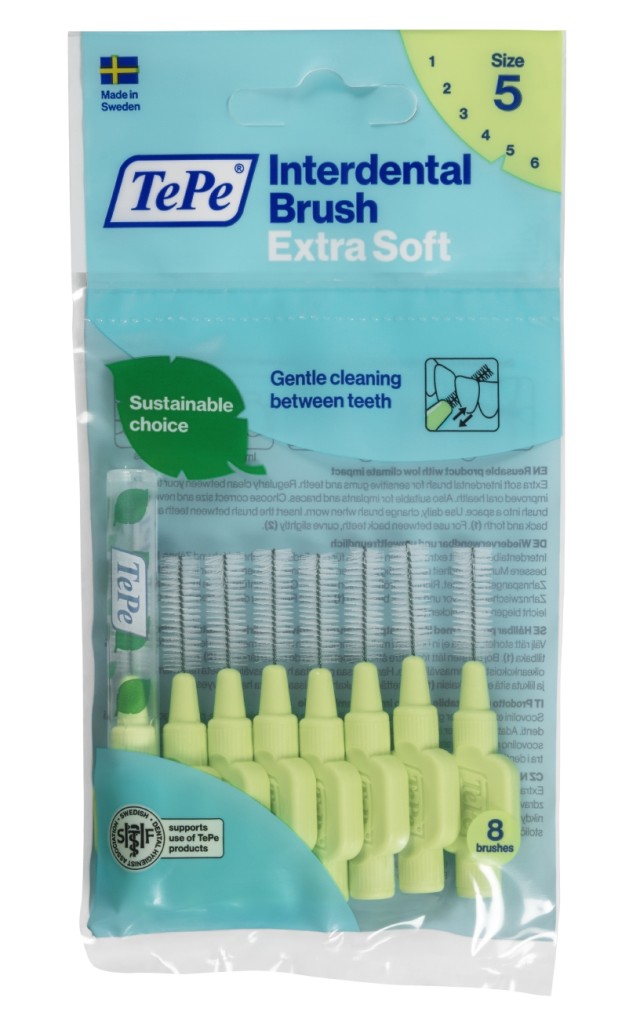 TePe Extra Soft Μεσοδόντια Βουρτσάκια 0.8mm Πράσινα, 8τμχ