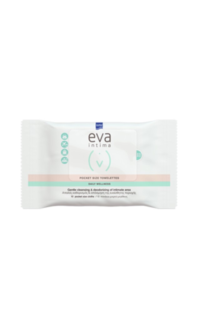 Eva Intima Pocket Size Towelettes Daily Wellness Πανάκια Καθαρισμού της Ευαίσθητης Περιοχής, 10τεμάχια