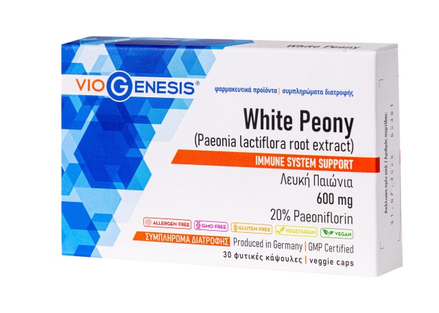VioGenesis White Peony 600 mg Συμπλήρωμα διατροφής με Λευκή Παιώνια, 30 caps
