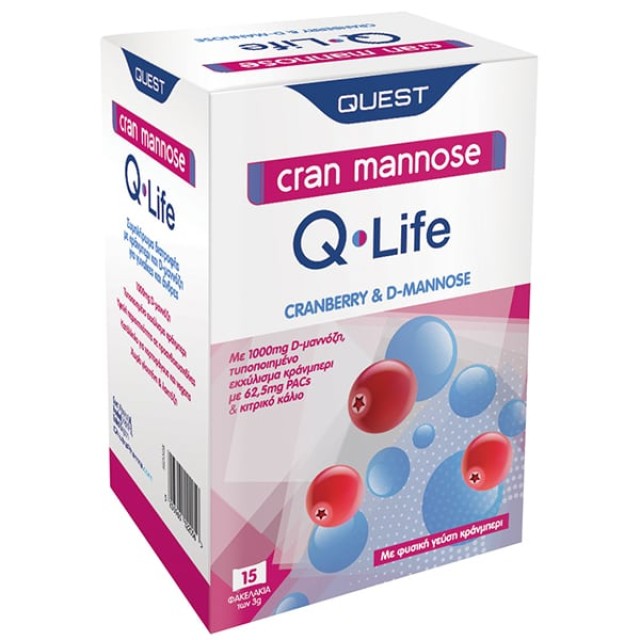 Quest Cran Mannose Q-Life Συμπλήρωμα Διατροφής για την Υγεία του Ου...