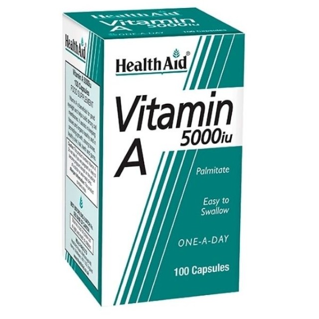 Health Aid Vitamin A 5000iu Συμπλήρωμα Διατροφής με Βιταμίνη Α (Ρετινόλη), 100 Κάψουλες