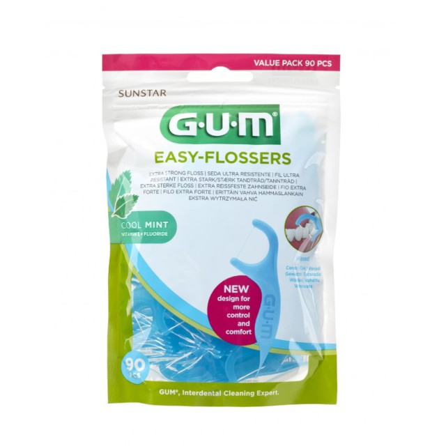 Gum Easy Flossers 890 Οδοντικό Νήμα σε Διχάλες Cool Mint Ελαφρώς Κερωμένο, 90 Τεμάχια