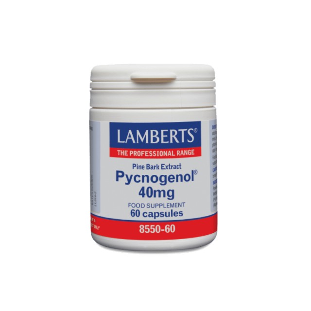 Lamberts Pycnogenol 40mg Εκχύλισμα Θαλάσσιου Πεύκου με Ισχυρές Αντιοξειδωτικές, Αντιφλεγμονώδεις Ιδιότητες, 60 Κάψουλες