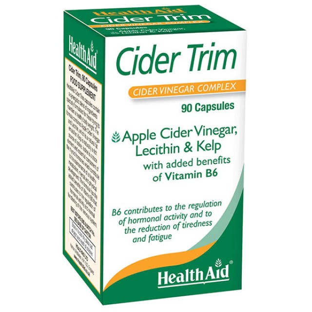 Health Aid Cider Trim Συμπλήρωμα διατροφής με Μηλόξυδο για Αποτοξίνωση και Τόνωση του Μεταβολισμού, 90 Κάψουλες