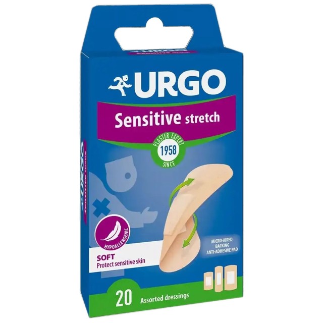 Urgo Sensitive Stretch Pads Αντισηπτικά Αυτοκόλλητα Επιθέματα, 20τμχ