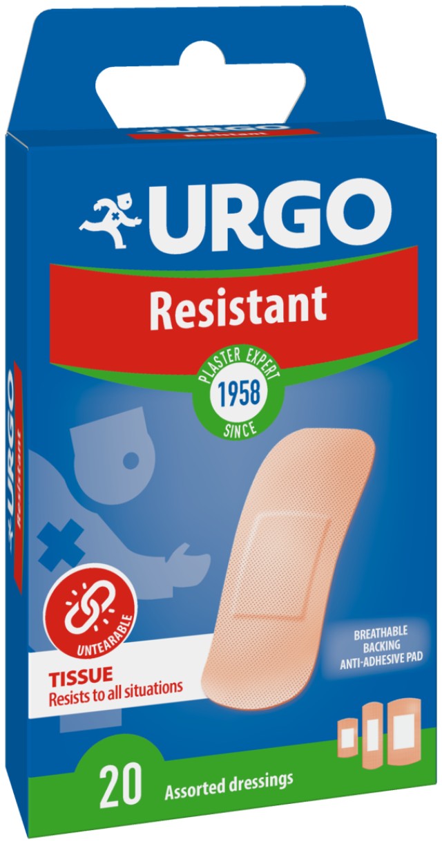 Urgo Resistant Ανθεκτικά Αντισηπτικά Αυτοκόλλητα Επιθέματα, 20 Τεμάχια