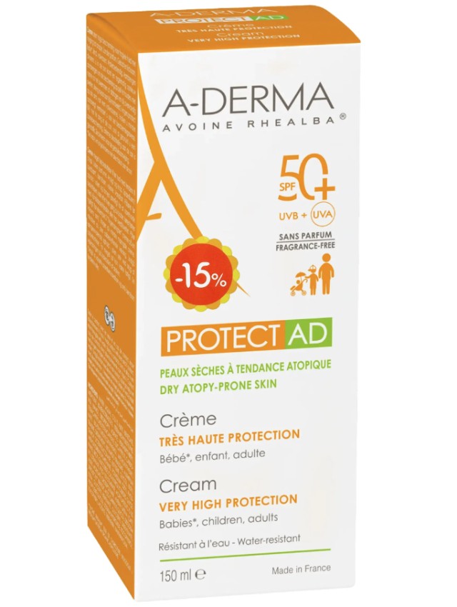 A-Derma Promo Protect AD Sunscreen Cream for Face & Body SPF50+, 150ml