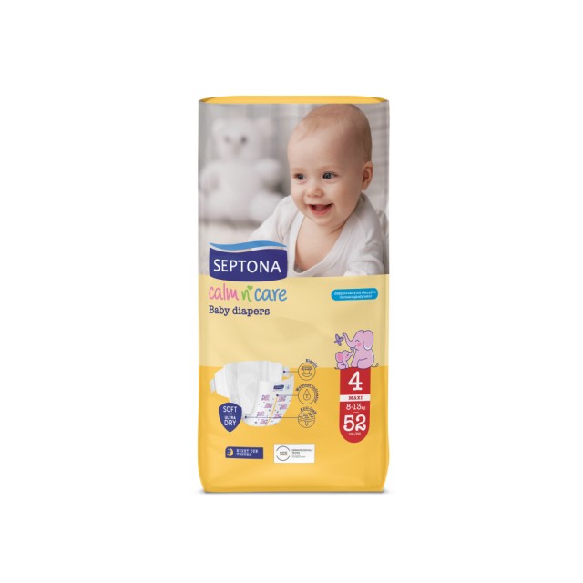 Septona Calm N Care Baby Diapers Maxi No4 (8-13kg) 52τμχ