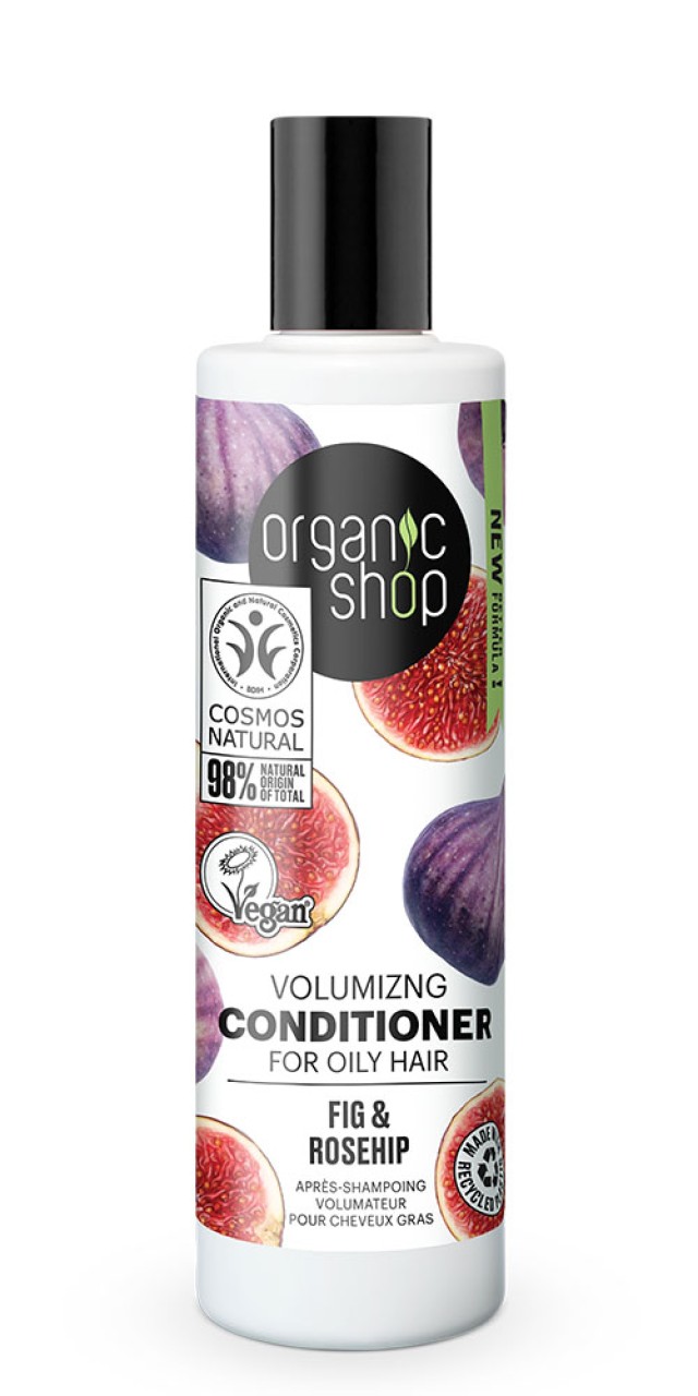 Natura Siberica Organic Shop Μαλακτικό για Όγκο για Λιπαρά Μαλλιά, Σύκο & Τριαντάφυλλο, 280 ml