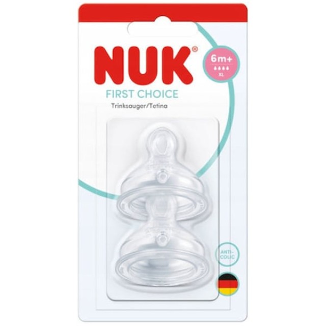 NUK First Choice+ No Colic Θηλές Σιλικόνης 6m+, 2τμχ
