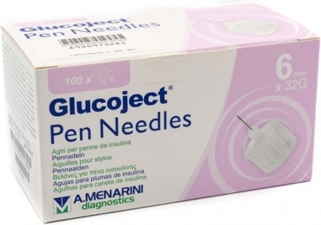 Glucoject Pen Needles 32G x 6mm Βελόνες Ινσουλίνης, 100τμχ